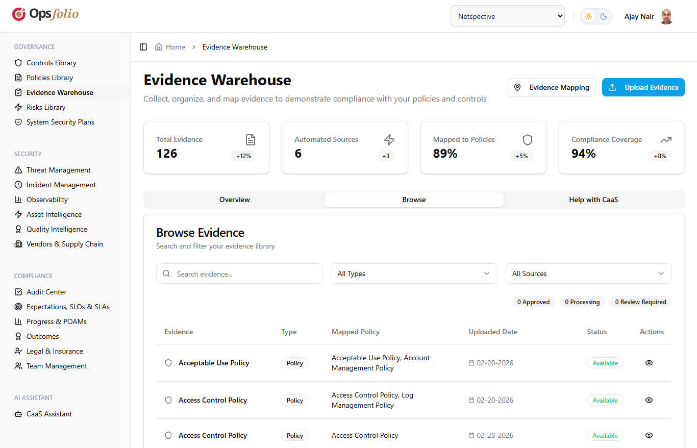 Evidence-warehouse-browse