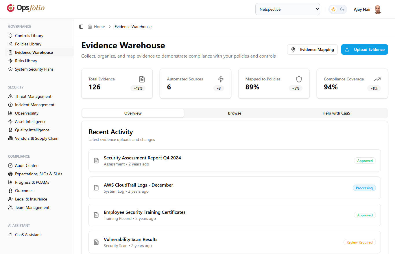 Evidence warehouse
